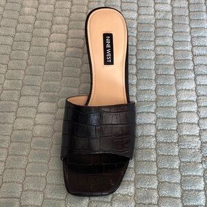 Nine West Black Croc-Embossed Mules